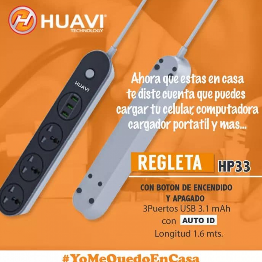 Multitoma O Regleta Huavi Ref R-70 Tecnologia Qualcom Carga Rapida